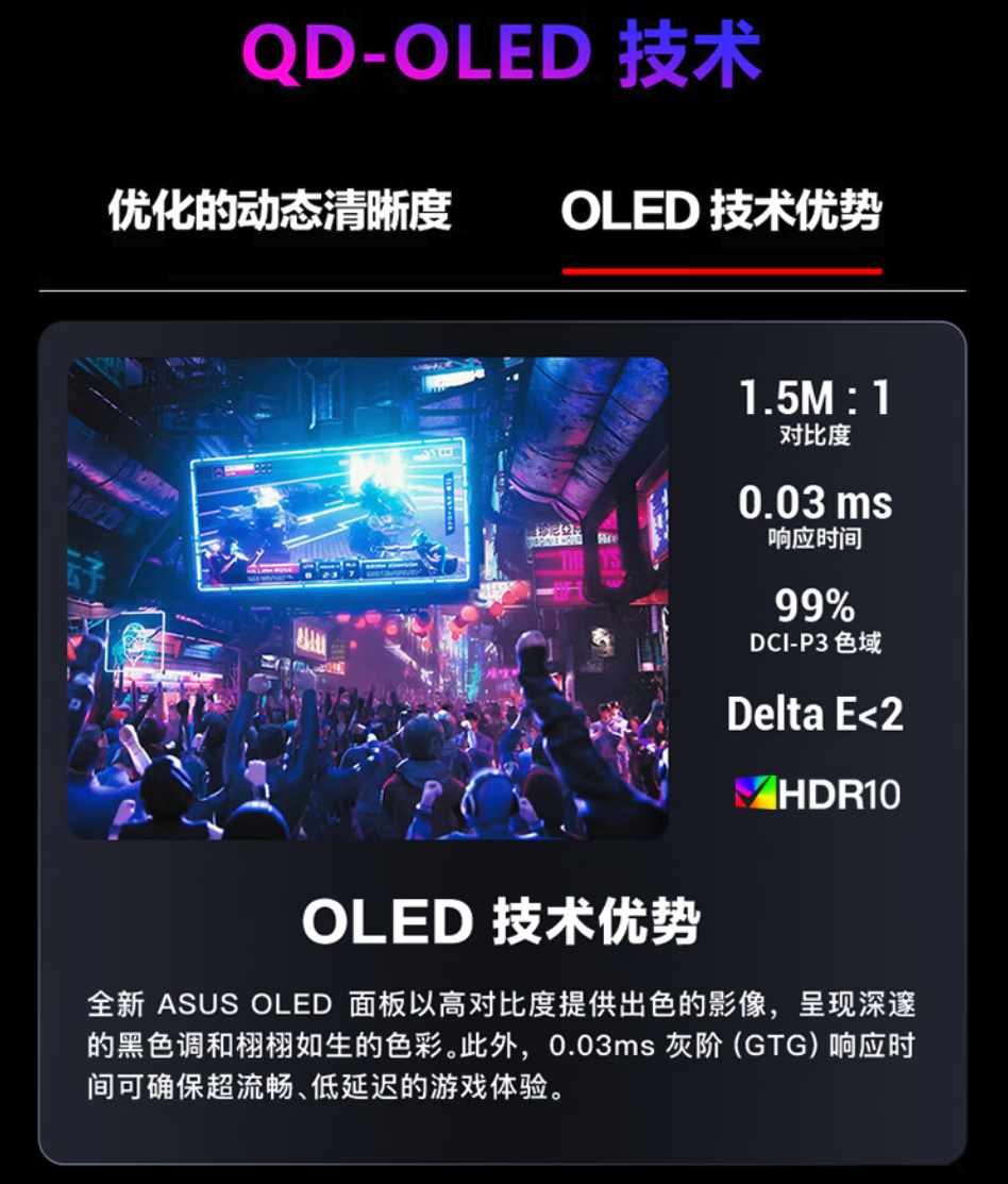 华硕ROG XG27AQDMES显示器上架 27英寸2K 240Hz QD-OLED